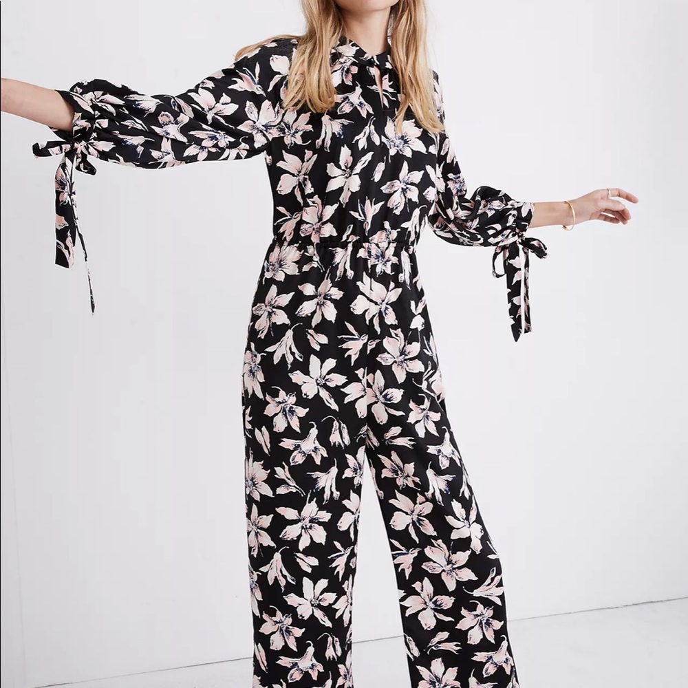 Madewell Tie-Sleeve Jumpsuit in Winter Orchid